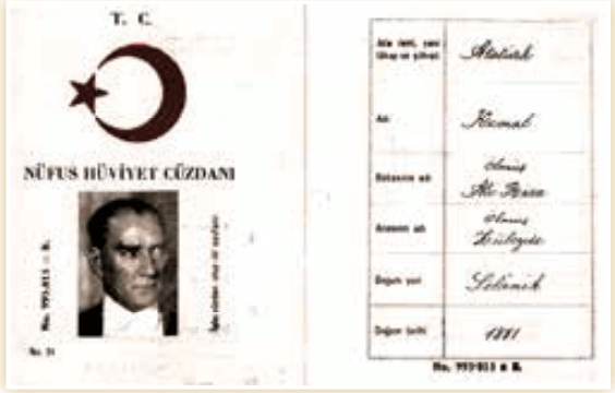  Mustafa Kemal Atatürkün nüfus cüzdanı