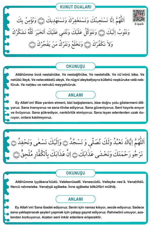 Kunut Duaları ve Anlamları