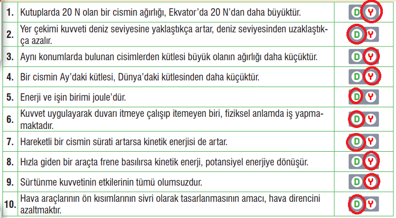 7. Sınıf Fen Bilimleri Ders Kitabı Sayfa 95 Cevapları MEB Yayınları