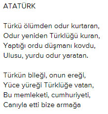 Atatürk konulu şiirler araştırınız ("Atatürk” metninin “Hazırlık” çalışmasına yöneliktir.). 