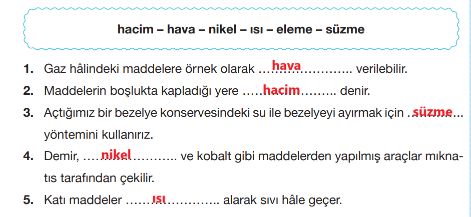 4. Sınıf Fen Bilimleri Ders Kitabı Sayfa 159 Cevapları Pasifik Yayınları