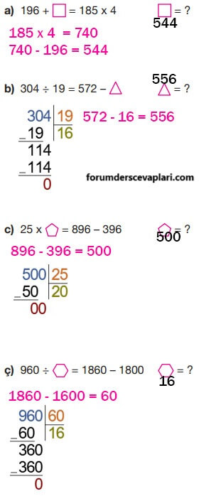 4. Sınıf Matematik Ders Kitabı Sayfa 132 Cevapları Pasifik Yayıncılık