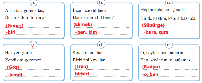 6. Sınıf Türkçe Ders Kitabı Sayfa 172 Cevapları Yıldırım Yayınları