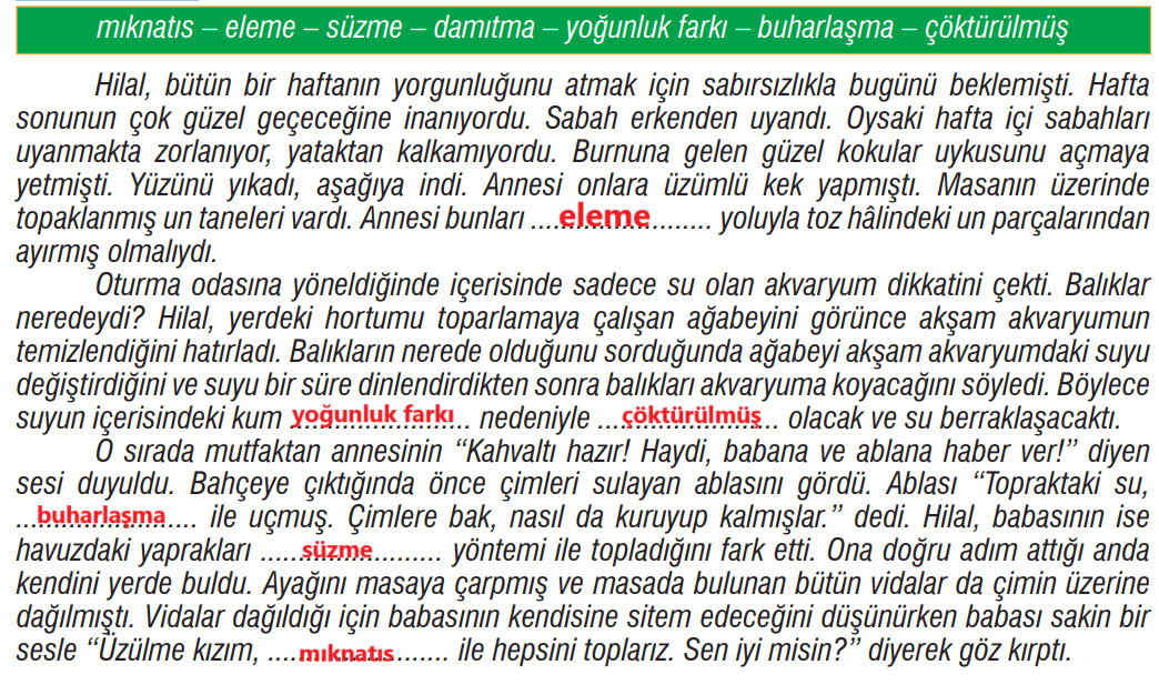 7. Sınıf Fen Bilimleri Ders Kitabı Sayfa 129 Cevapları MEB Yayınları