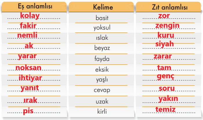 3. Sınıf Türkçe Ders Kitabı Sayfa 258 Cevapları İlke Yayıncılık