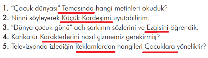 3. Sınıf Türkçe Ders Kitabı Sayfa 265 Cevapları İlke Yayıncılık