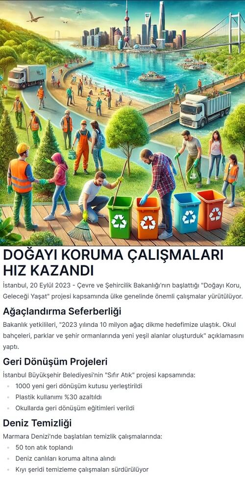 Doğayı korumak için yapılan çalışmalar