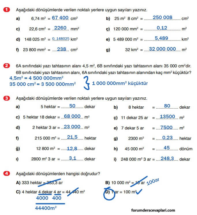 6. Sınıf Matematik Ders Kitabı Sayfa 276-277-278. Cevapları Doğa Yayıncılık